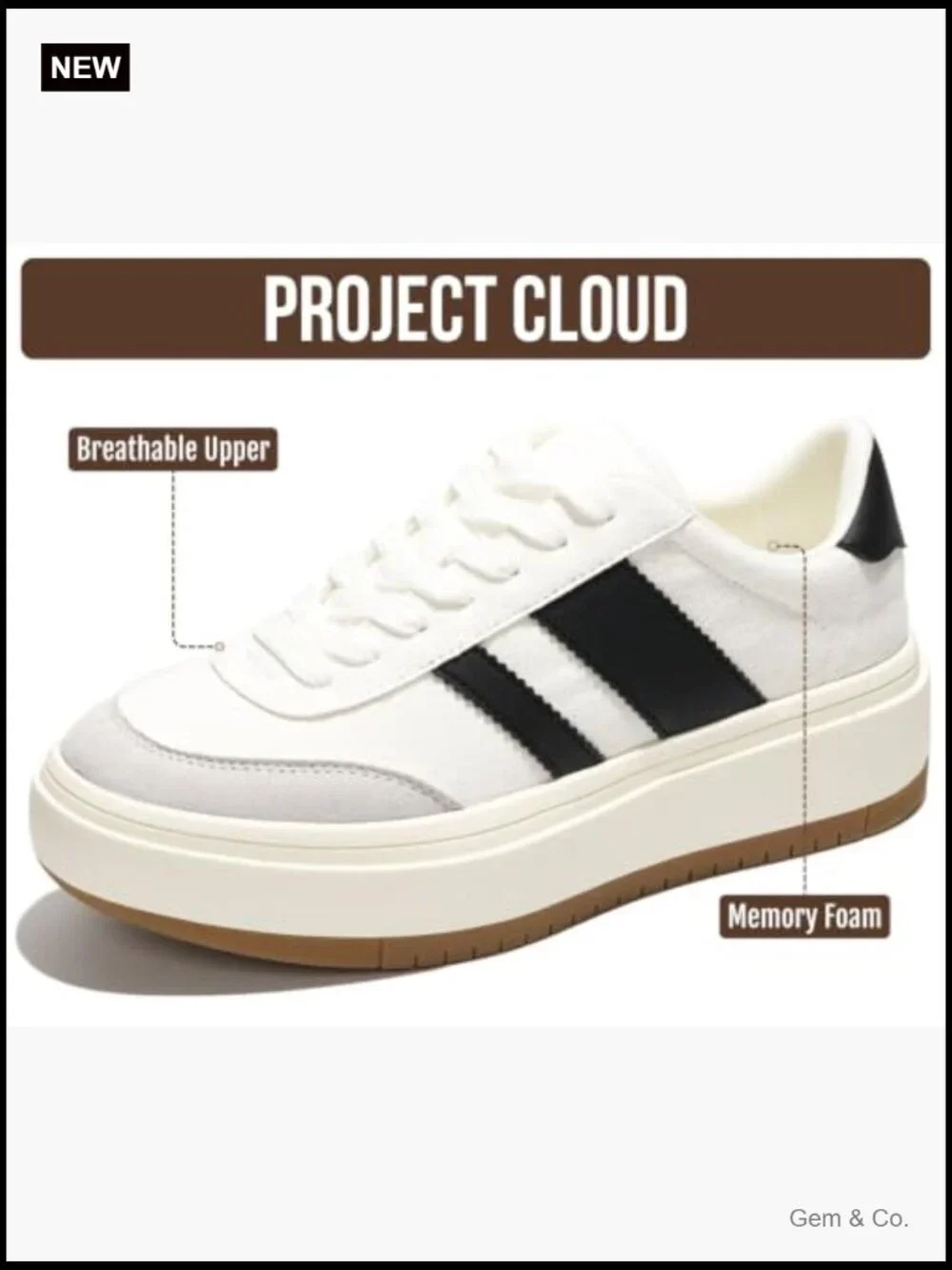 Platform Sneakers with Memory Foam Insole - Non-Slip Fashion Sneakers